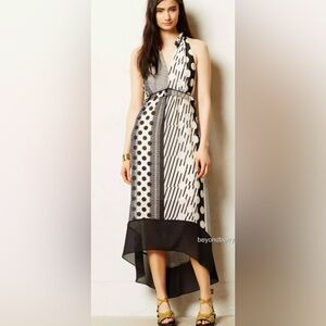 New NWT Anthropologie Channeled Dot Dress by Maeve black motif Size 0